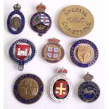 Selection of Special Constabulary Badges, consisting of Devon gilt and enamel, County of Devon brass