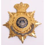 Victorian Bedfordshire Regiment Officers Home Service Helmet Plate, gilt crowned star with laurel