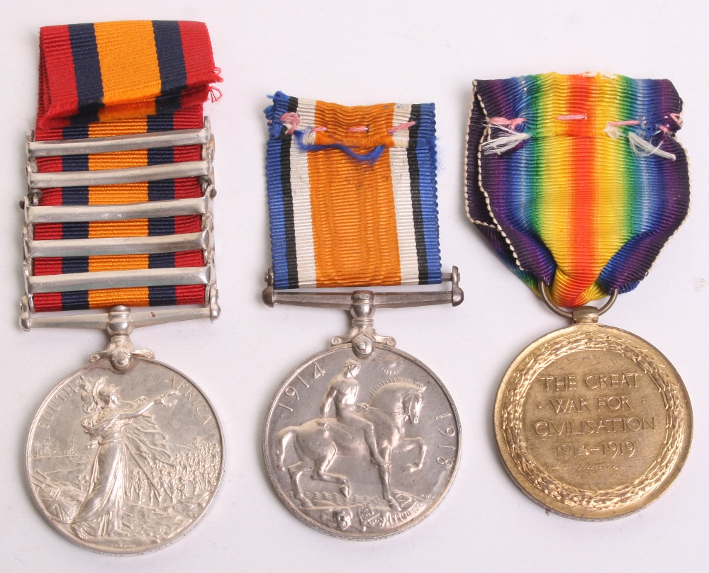 Boer War & WW1 Medal Group of Three consisting of Queens South Africa medal with five clasps, Cape - Image 2 of 4