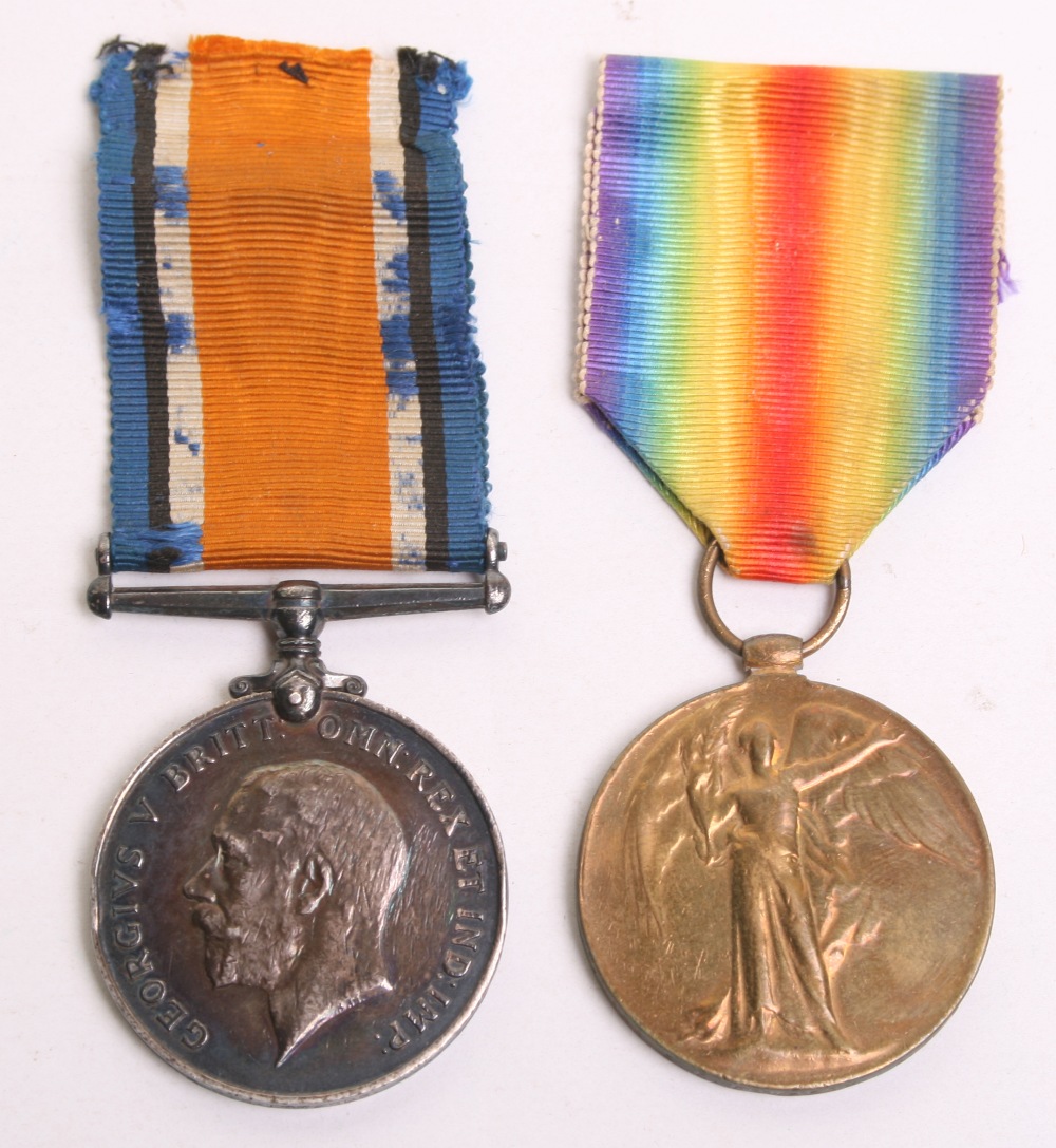 Great War Medal Pair consisting of British War medal and Allied Victory medals awarded to J49029