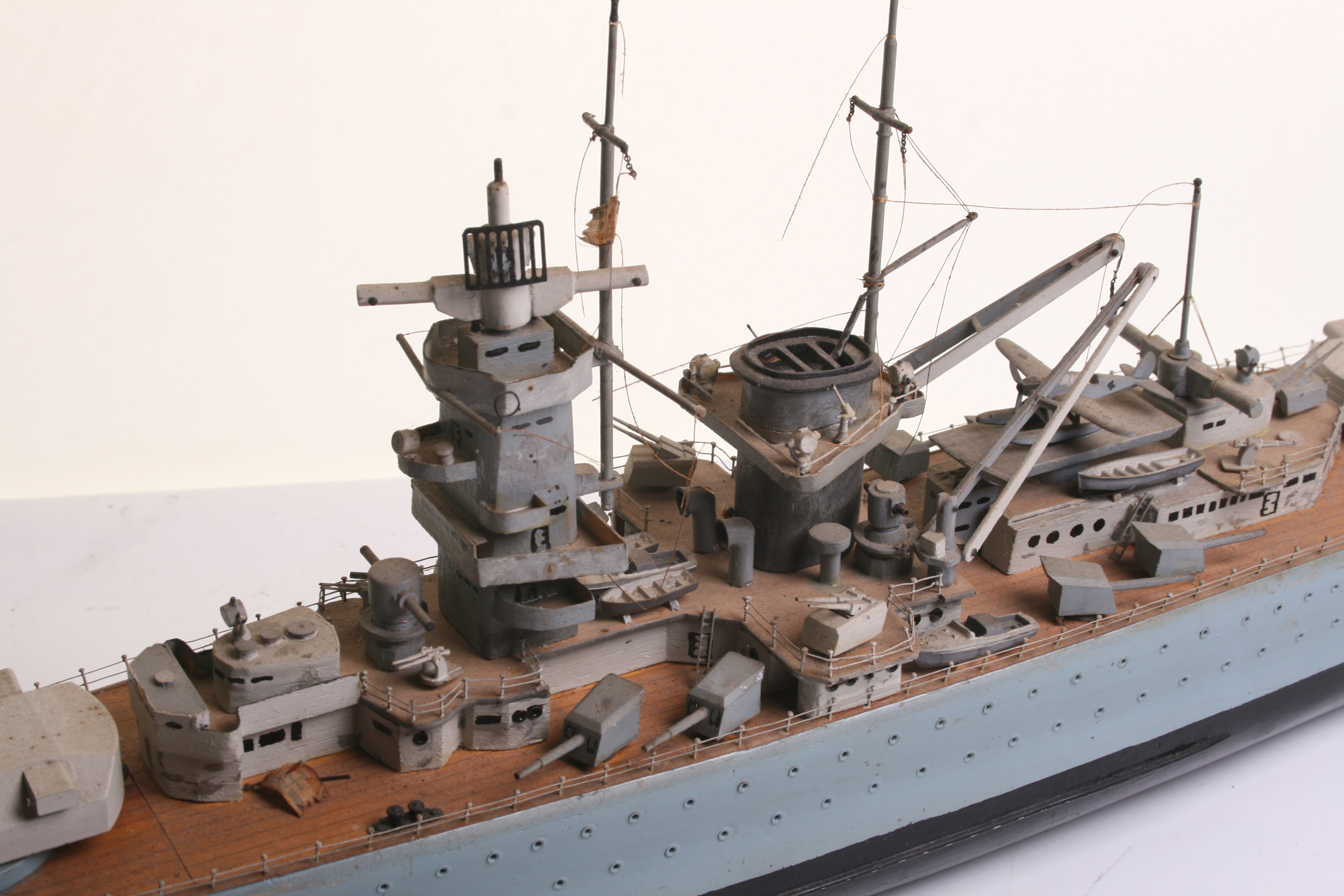 A wooden model of a German Deutschland-class heavy cruiser ‘Admiral Graf Spree’ Battleship, - Image 7 of 8