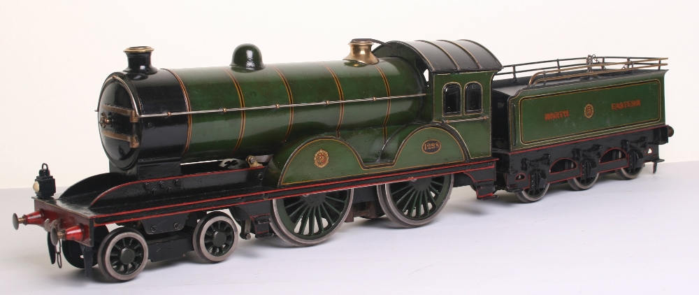 * Gauge III early live steam 4-4-0 North Eastern locomotive 1238 and tender, probably Carette, circa