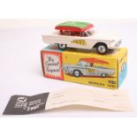 Corgi Toys 430 Ford Thunderbird Bermuda Taxi, white body ’Taxi’ labels, spun wheel hubs, driver,