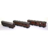 Bing for Bassett-Lowke gauge I Midland and LMS bogie corridor coaches, maroon livery, two Midland