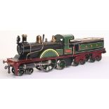 * Bing gauge II live steam 4-2-2 G.N.R locomotive 7094 and bogie tender, circa 1890, cab with