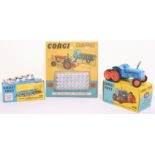 Corgi Toys 54 Fordson Power Major Tractor with Roadless Half tracks, blue body, orange plastic hubs,