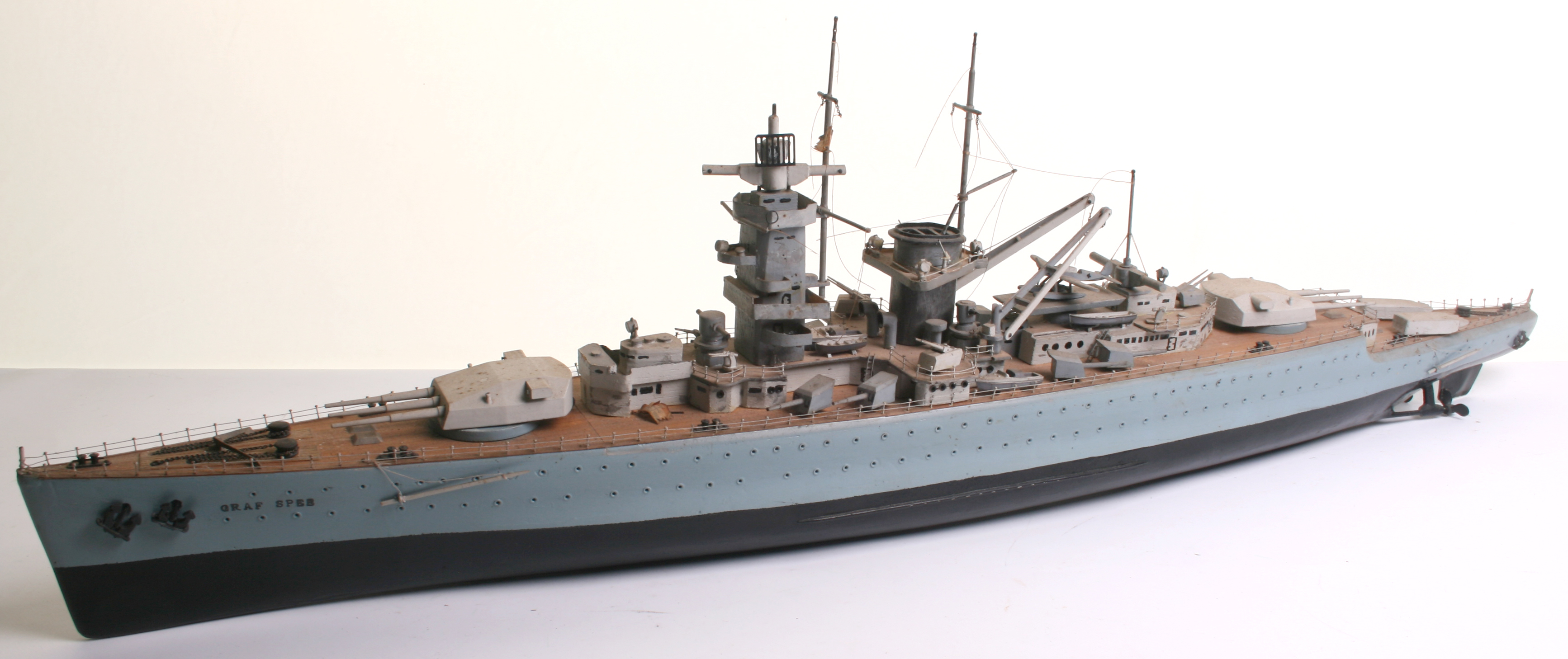 A wooden model of a German Deutschland-class heavy cruiser ‘Admiral Graf Spree’ Battleship, - Image 6 of 8