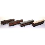 Four Marklin gauge I GNR bogie coaches, teak livery, two 1st/3rd 2875, guards 2876 and condition,