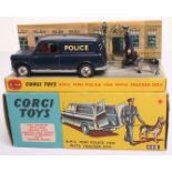 Corgi Toys 448 B.M.C. Mini Police Van with tracker Dog, dark blue body,spun wheel hubs, complete