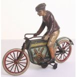 A scarce H.Kienberger tinplate c/w motorcyclist, German circa 1920, bike lithographed in various