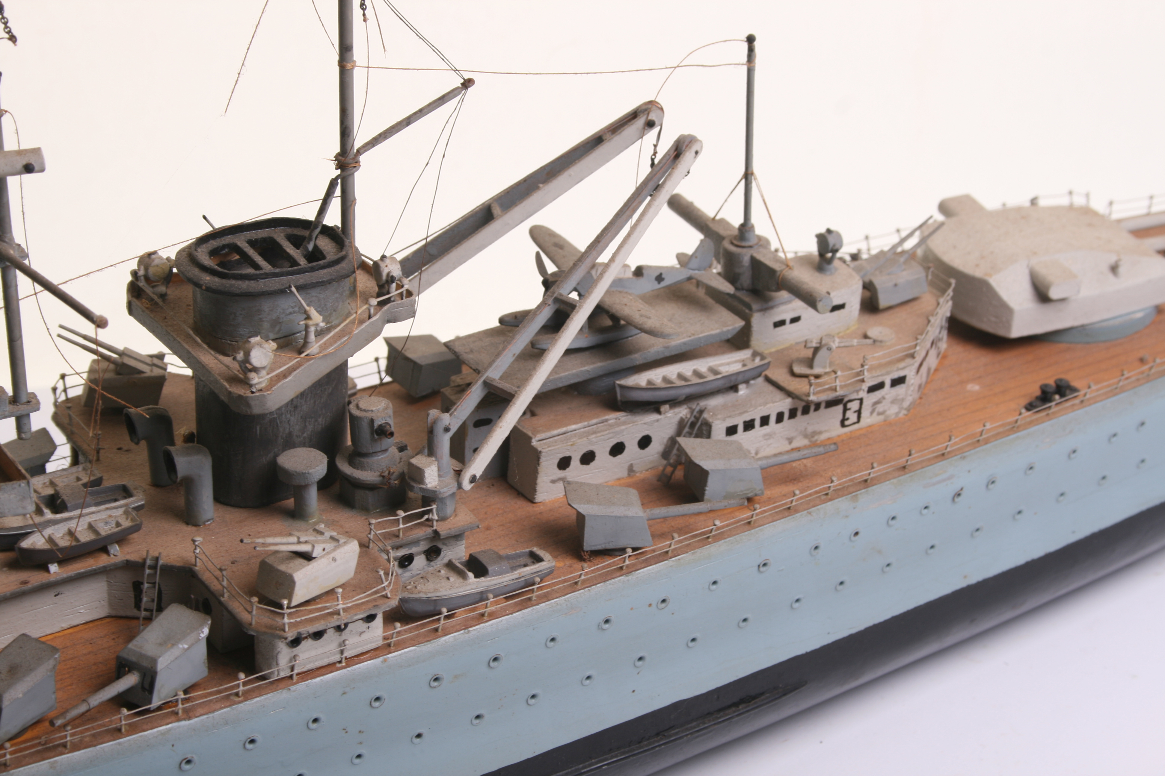 A wooden model of a German Deutschland-class heavy cruiser ‘Admiral Graf Spree’ Battleship, - Image 8 of 8