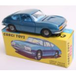 Corgi Toys 332 Lancia Fulvia Sport Zagato, metallic blue body, blue interior, cast wheel hubs, in