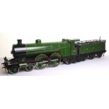 * Live steam 3 ½” gauge model of an Atlantic class 4-4-2 G.N.R locomotive 251 and tender, cab