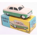 Corgi Toys 200 Ford Consul Saloon, cream/green body, flat spun wheels in near mint condition,