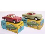 Corgi Toys 222 Renault Floride, dark red body, cream interior, flat spun wheels, in near mint