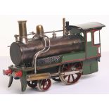 * Gauge I live steam 2-2-0 locomotive, probably Marklin circa 1890, cab with water glass and