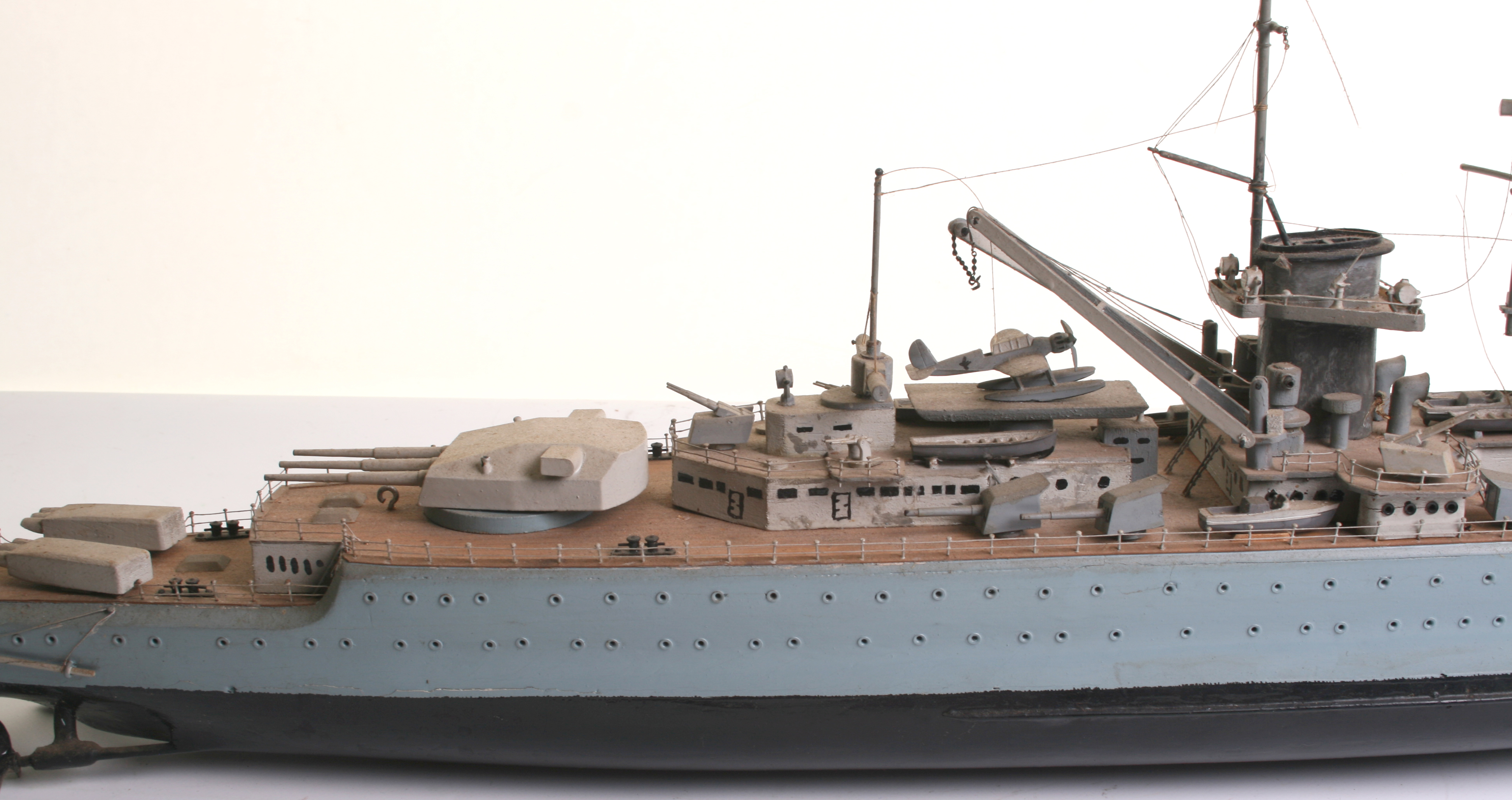 A wooden model of a German Deutschland-class heavy cruiser ‘Admiral Graf Spree’ Battleship, - Image 4 of 8