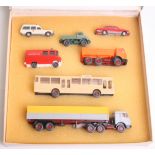 Wiking Plastic Mercedes Set 1:87 scale, Covered Lorry, Tipping Lorry,  2 Flughafen Bus, Fire service