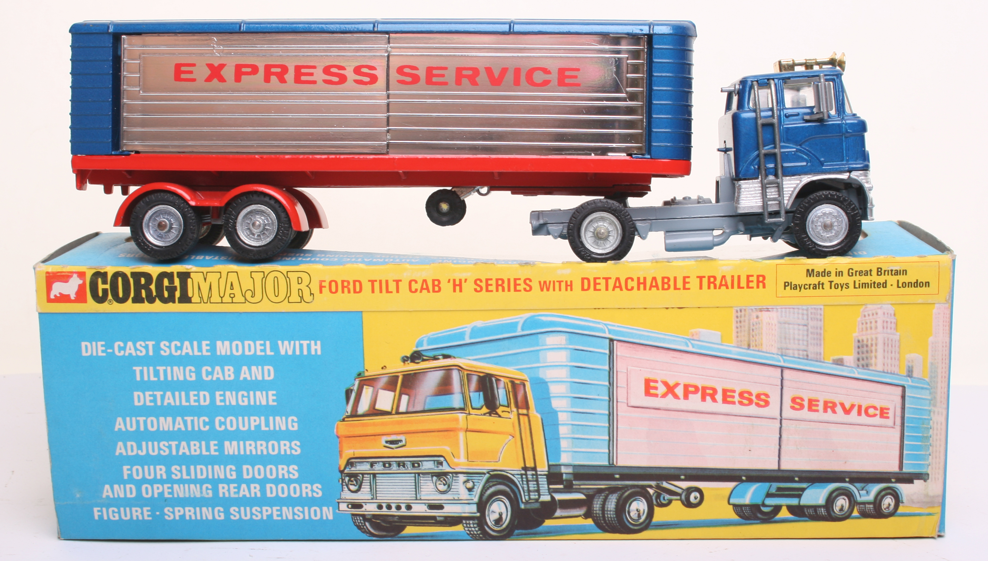 Corgi Major Toys 1137 Ford Articulated Truck “ Express Service” metallic blue/red/silver body, - Image 3 of 3