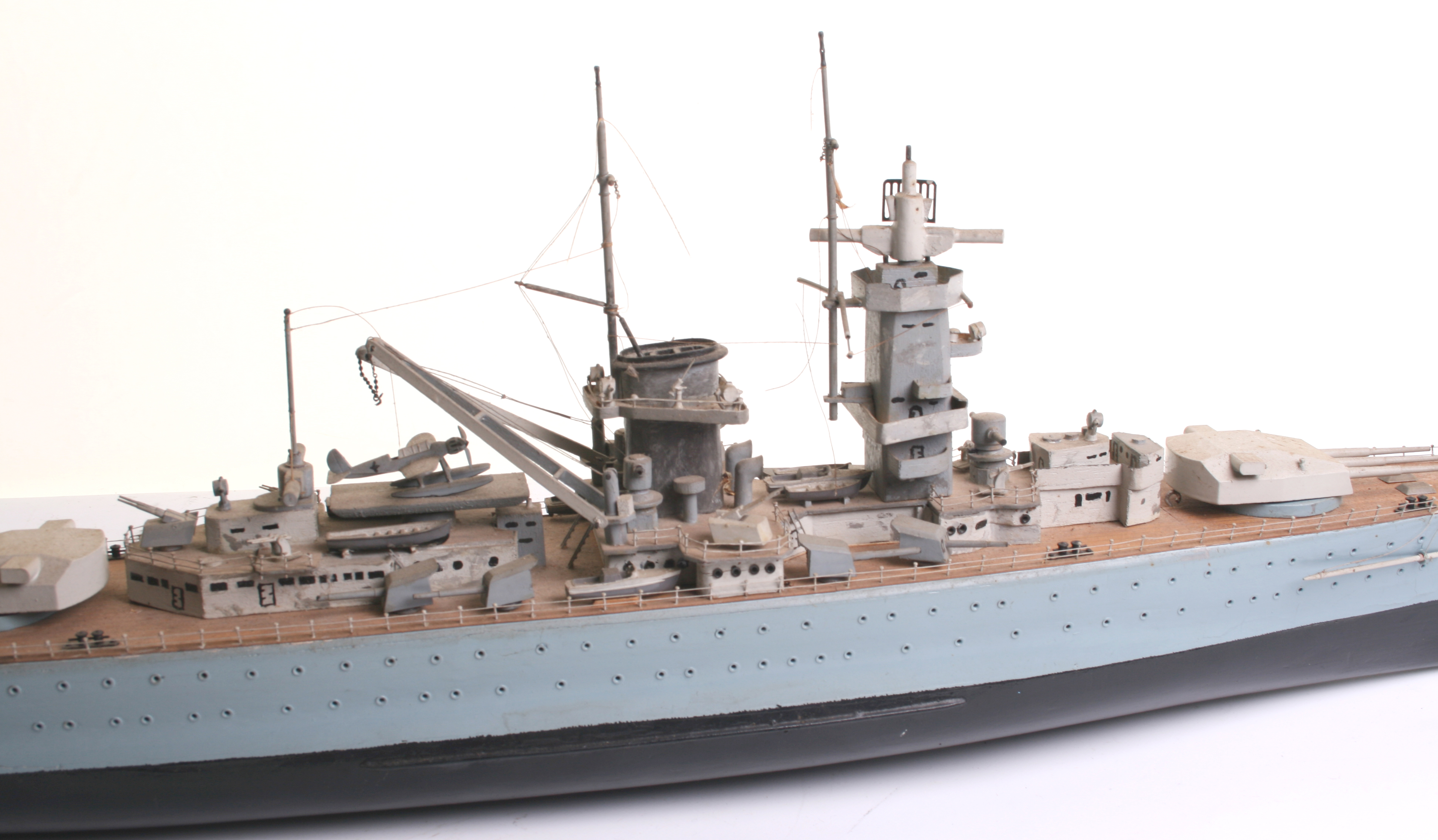 A wooden model of a German Deutschland-class heavy cruiser ‘Admiral Graf Spree’ Battleship, - Image 3 of 8