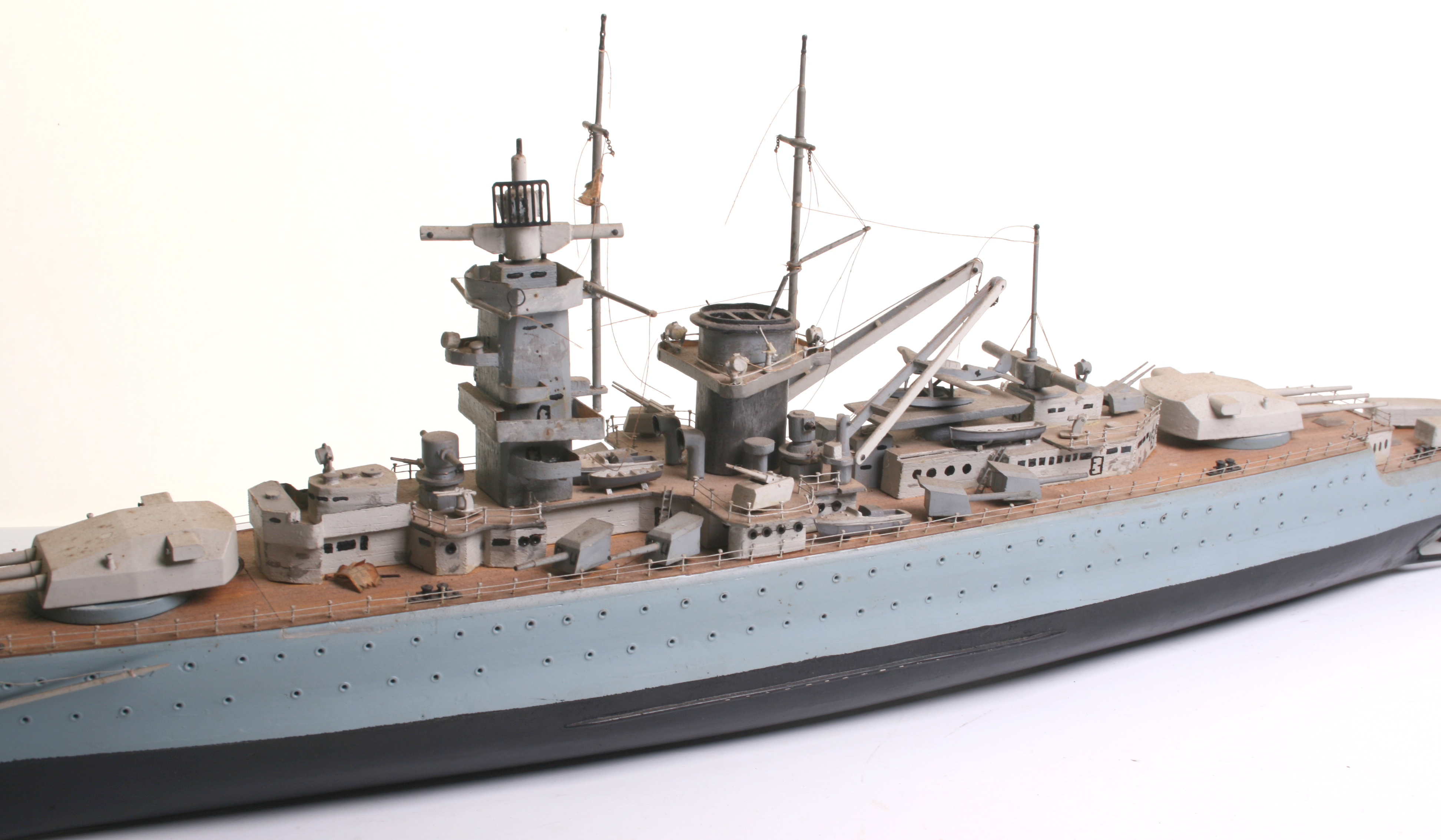 A wooden model of a German Deutschland-class heavy cruiser ‘Admiral Graf Spree’ Battleship, - Image 5 of 8