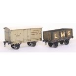 * Marklin gauge I G.N.R Refrigerator van and L.M.S open wagon, G.N.R “Insulated Refrigerator &