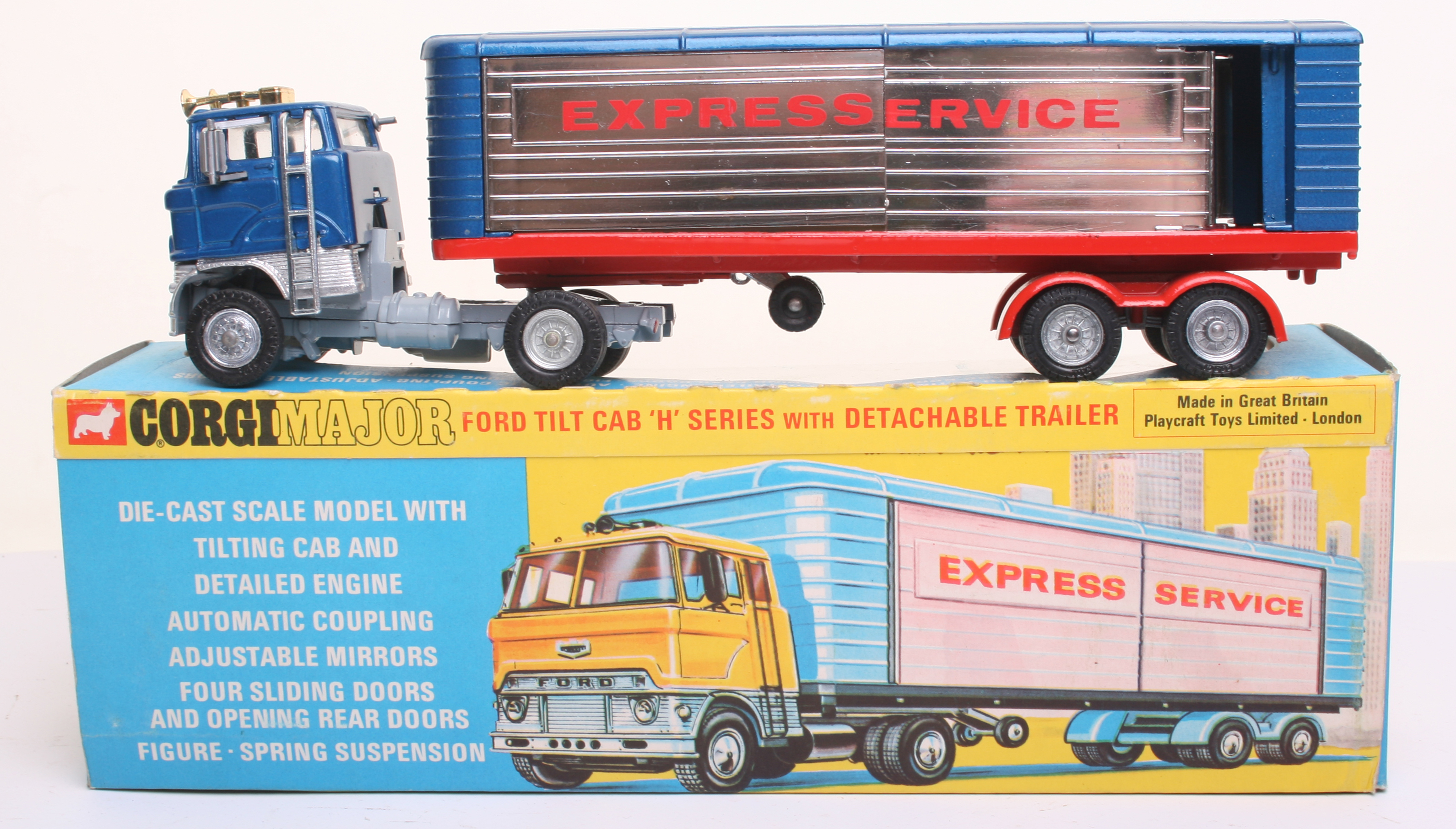 Corgi Major Toys 1137 Ford Articulated Truck “ Express Service” metallic blue/red/silver body, - Image 2 of 3