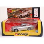 Corgi Toys 271 James Bond Aston Martin DB5, silver body, red interior, with two bandit figures, in