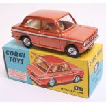 Corgi Toys 251 Hillman Imp, metallic bronze body, cream interior, spun wheels, complete with