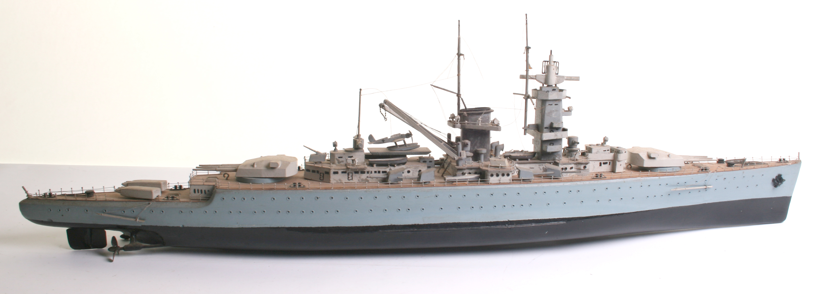 A wooden model of a German Deutschland-class heavy cruiser ‘Admiral Graf Spree’ Battleship, - Image 2 of 8