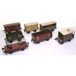 Marklin gauge I rolling stock, lithographed wagons including GNR timber wagon, MR refrigerator