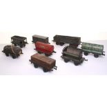 Bing gauge I rolling stock, Shields & Brown and Shell tank wagons, flat truck with timber load, good