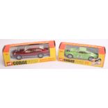 Two Corgi Toys Whizzwheels,312 Marcos Mantis, metallic dark maroon, 316 Ford GT 70, metallic