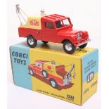 Corgi Toys 417 Land Rover Breakdown Truck, red body1stissue with tin tilt, with ‘Rally Monte Carlo