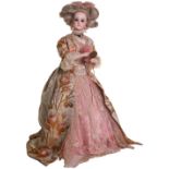 A good G.Vichy lady automata with looking glass, French circa 1880, the pale bisque head with