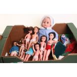 Ten Empire made plastic dolls and a quantity of clothes, all in good condition plus a Tiny Tears