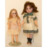 Small Kammer & Reinhardt /S&H bisque head doll, German circa 1910, with fixed brown glass eyes, open