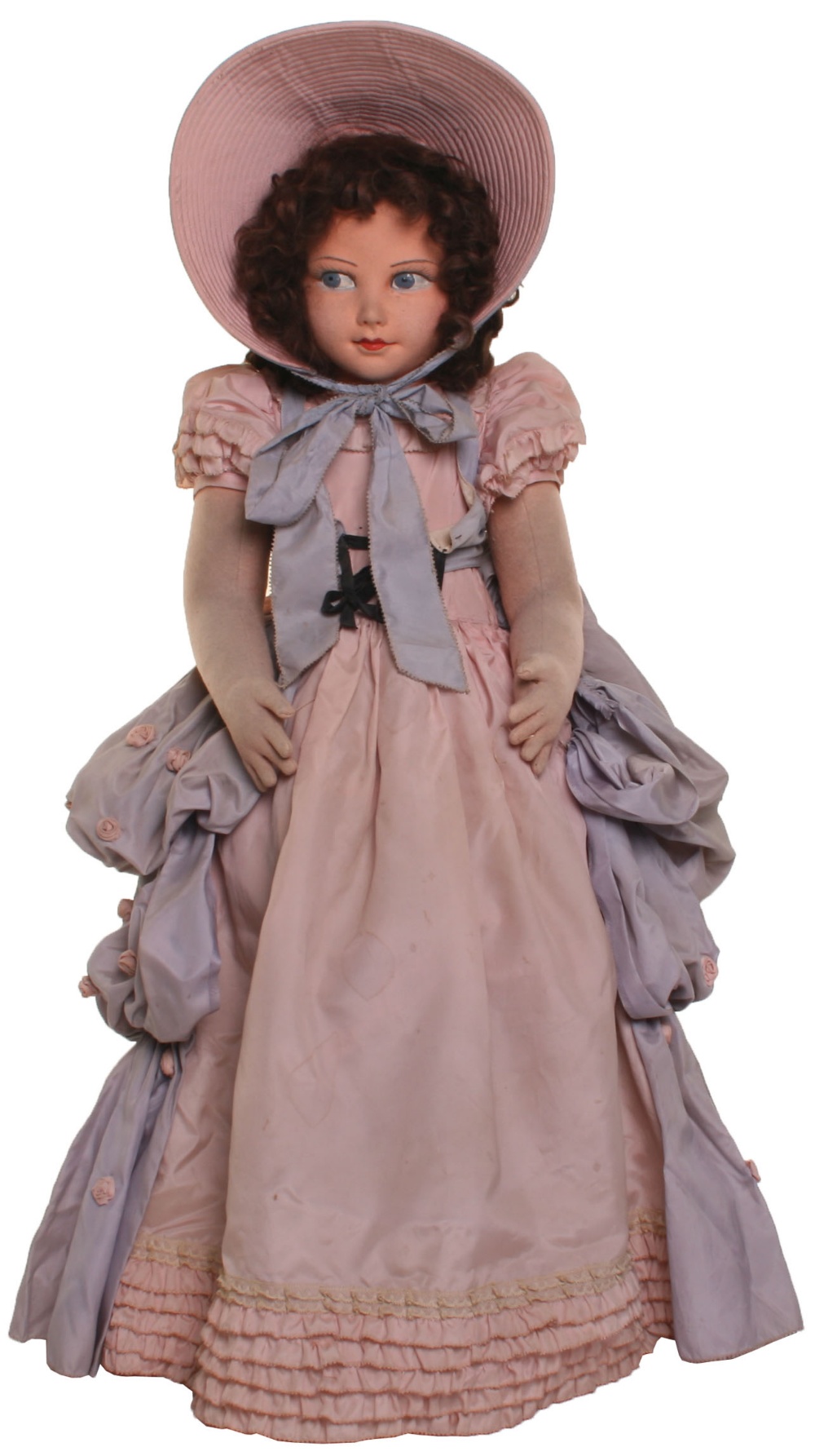 Large Norah Welling’s ‘Little Bo-Peep’ cloth doll, English 1930’s, with blue side-glancing painted