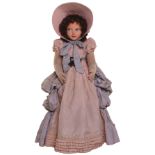 Large Norah Welling’s ‘Little Bo-Peep’ cloth doll, English 1930’s, with blue side-glancing painted