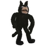 Deans Rag Book Felix the cat mohair toy, English 1920’s, The straw filled black mohair cat with