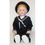 Martha Chase cloth doll, American circa 1905, the stockinette head and body painted with oils,