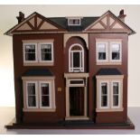 ‘The Station House’ painted wooden Edwardian doll house, the impressive brown and cream painted