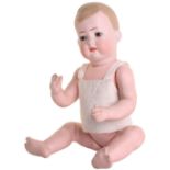 Kley & Hahn 154 bisque head character baby with moulded hair, German circa 1910, with fixed brown
