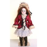 Simon & Halbig 920 bisque shoulder head doll, German circa 1885, the pale bisque head with fixed