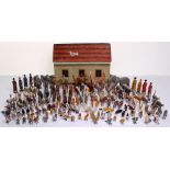 A painted wooden Noah’s Ark with over a hundred and fifty carved figures and animals, German circa