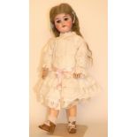 Simon & Halbig 1078 bisque head doll, German circa 1910, with weighted blue glass eyes, lashes, open