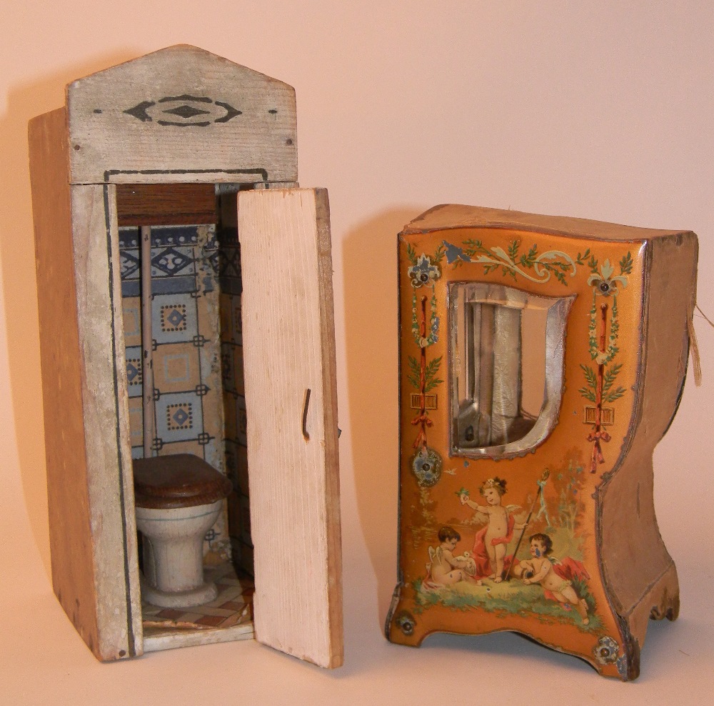 Christian Hacker privy, German circa 1890, painted white wooden walls with hinged door, and - Image 2 of 2