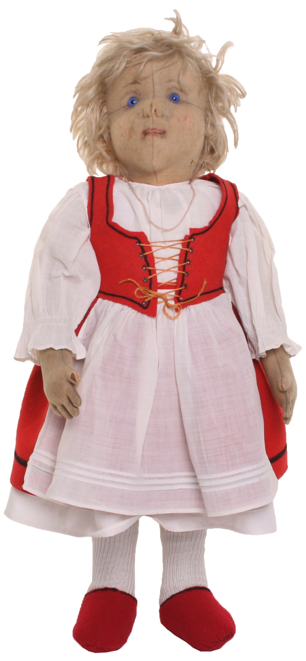 Large Steiff ‘Rosa’ felt doll, German 1912-1915, with blue glass eyes, painted stitched mouth,