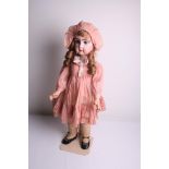 Rare Jumeau Bebe Louvre bisque head doll, French circa 1890, the lovely pale bisque head with