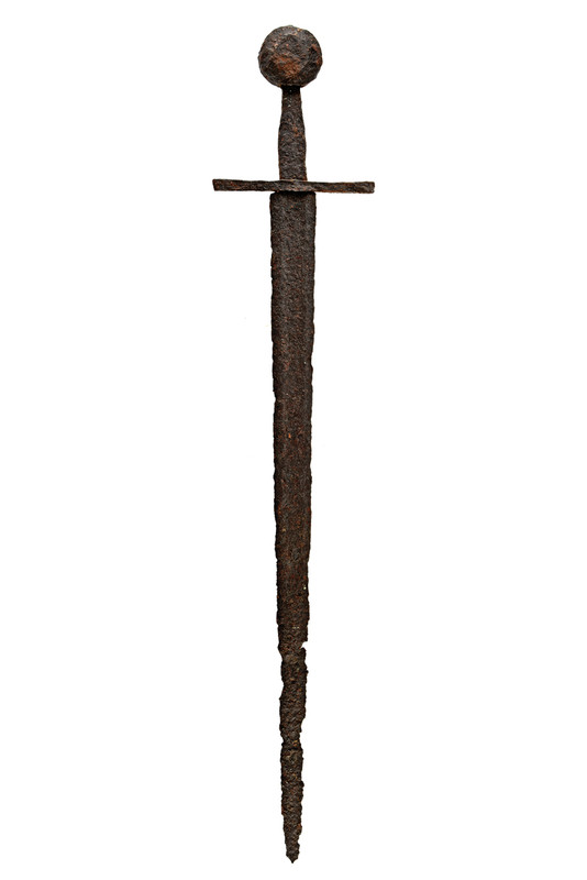 A sword dating: circa 1300provenance: EuropeWide, straight, double-edged blade with wide fuller, - Image 2 of 5